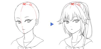 自然な髪の毛の描き方と髪型の描き分けと簡単な髪の色の塗り方 ポニーテール ツインテール 三つ編み