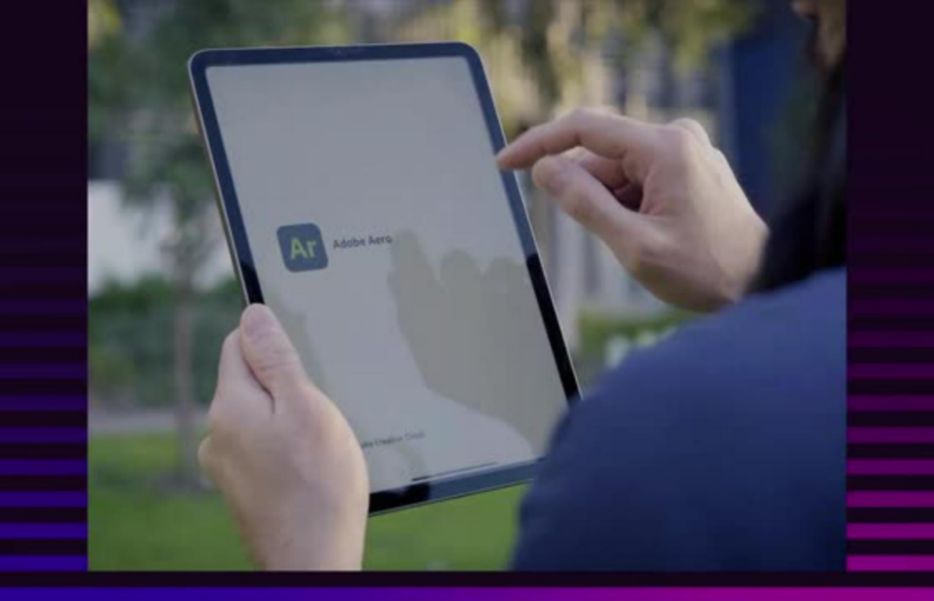 Person opening Adobe Aero on a tablet