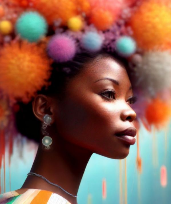 Firefly generated image of a woman's head covered in flowers