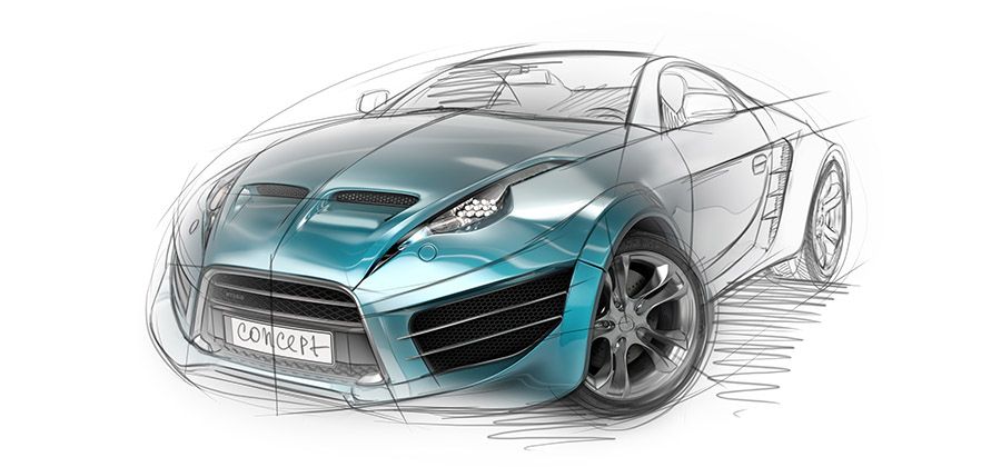 futuristic car drawing