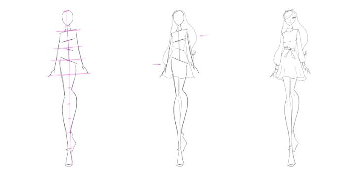 how to draw clothes design sketches step by step