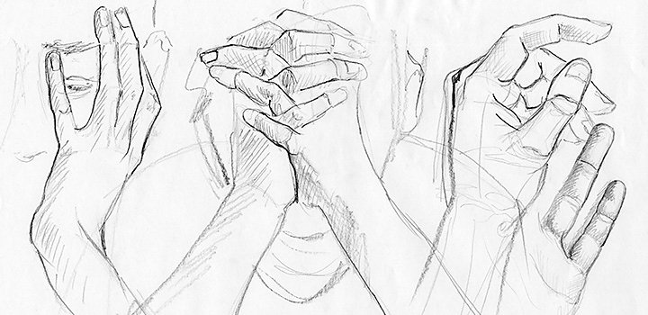 Sketches of human hands