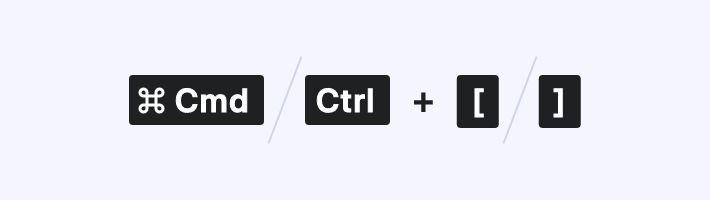 Command or Control and the left or right square brackets