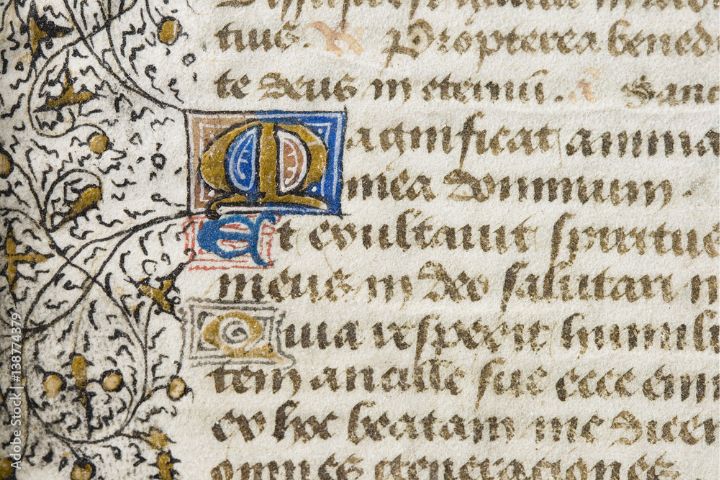 Ejemplo de un manuscrito antiguo en los que se basaron posteriormente las primeras creaciones de lettering.