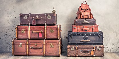 Stacked vintage suitcases