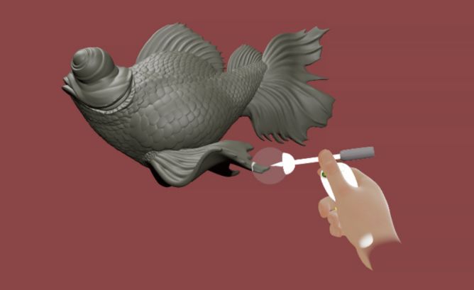 User POV inside the Medium VR app using the Elastic Move tool to create a 3D model