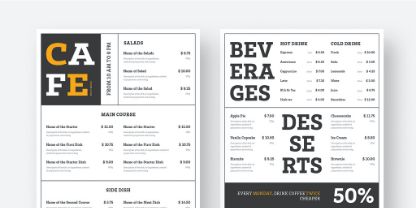 Restaurant menu design templates in Adobe InDesign