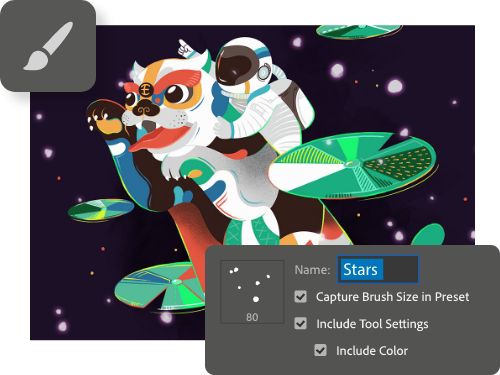 An example of a graphic made using premade brushes.