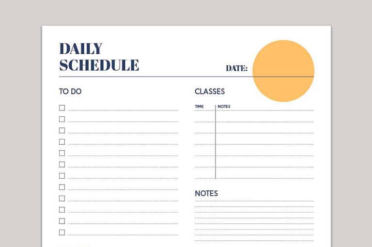 Class Schedules For Each School, Downloadable