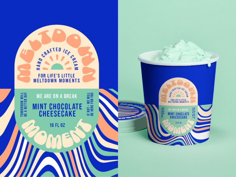 Mint chocolate cheese cake ice cream label design made with Illustrator and Photoshop.