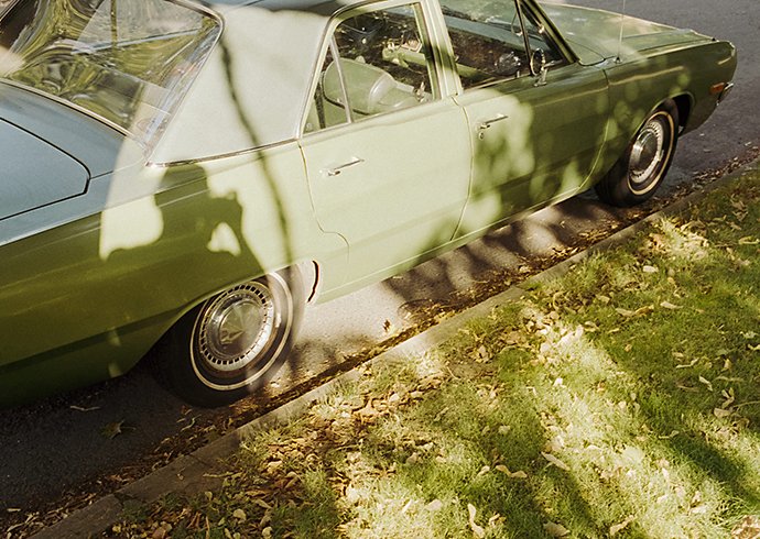 Photo of a car taken by a film camera