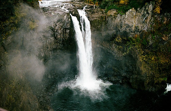 Photo of a waterfall taken by a film camera