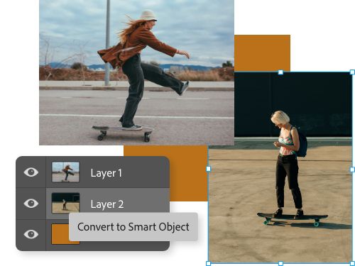 An example of an image being converted to a Smart Object in the Layers panel.