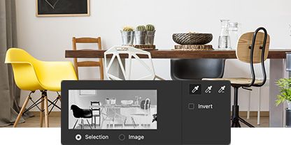 Selecting the objects of a same color using the Color Range selector in Photoshop