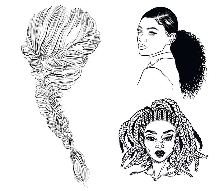 how to draw hair braids step by step