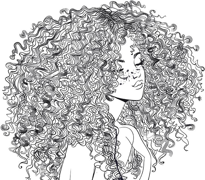 curly afro hair drawing