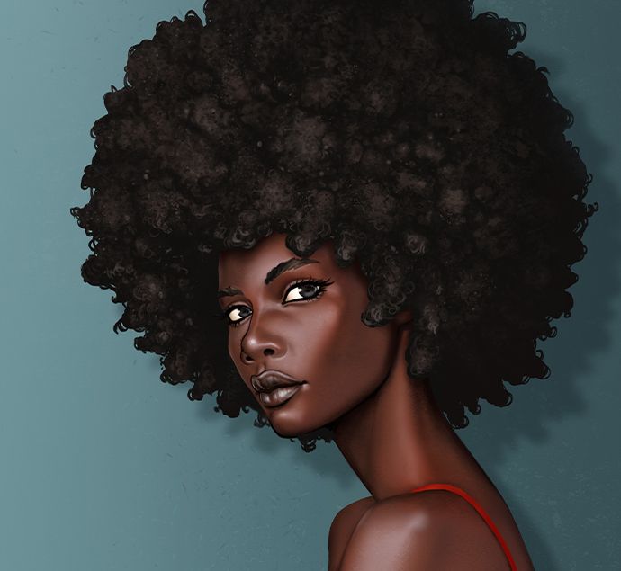 curly afro hair drawing