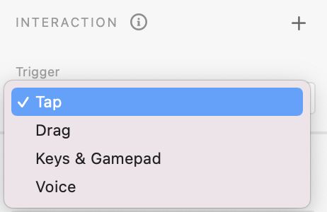 XD interaction triggers menu 