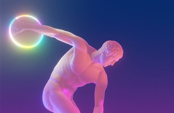 Manipulating colors in a digital rendition of the Discobolus of Myron
