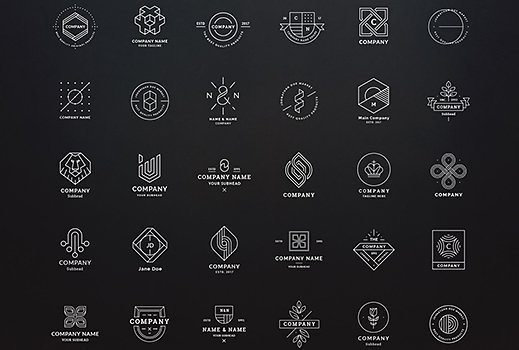 Collage of various logo design templates for Adobe Illustrator