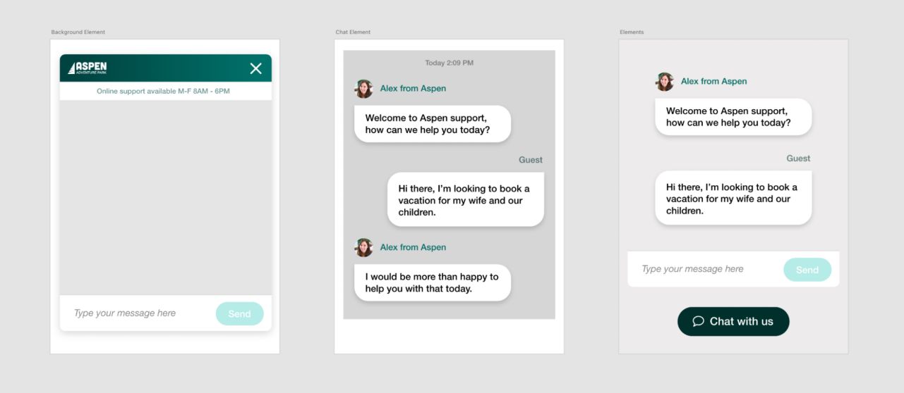 Component elements used to create the chat modal window.
