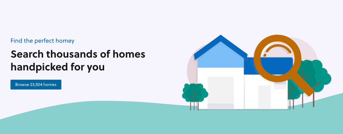 The hero section for a real estate landing page in Adobe XD.