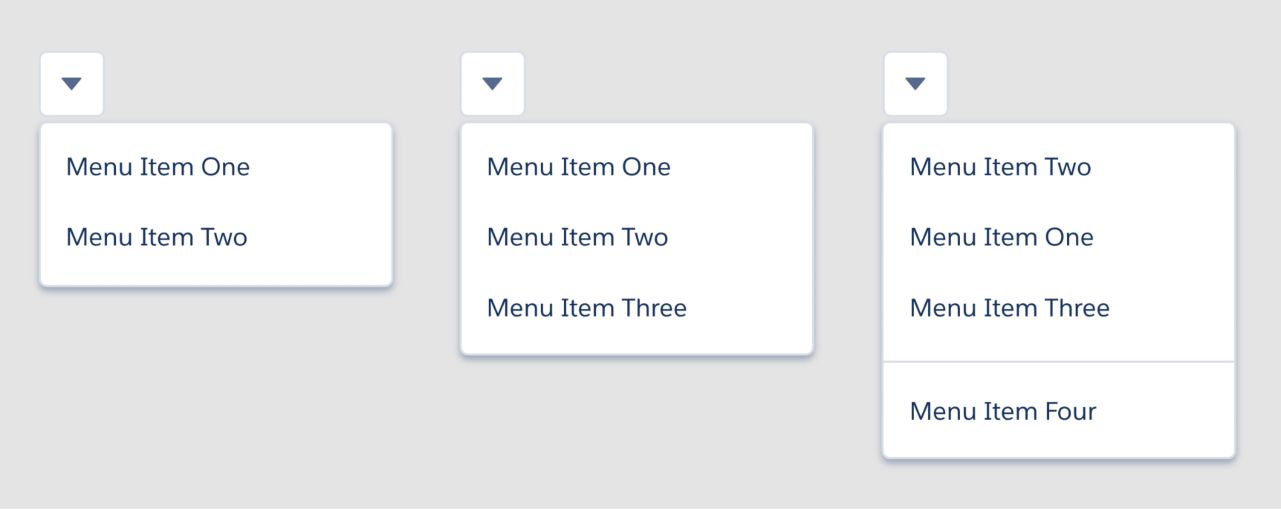  A series of drop down menu components in Sketch