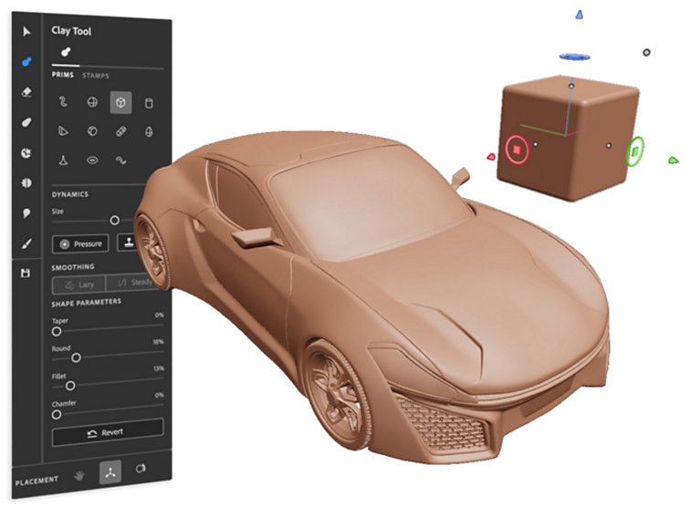 使用物质3D建模器工具制造的汽车的3D模型