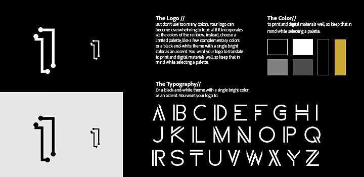 Guía de estilo de varios elementos de diseño de logotipos.