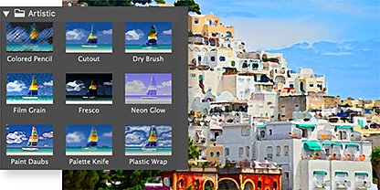 The Adobe Photoshop artistic filters interface