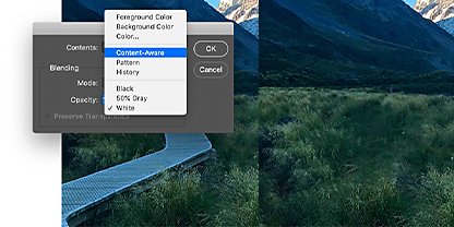 The Adobe Photoshop Content-Aware Fill interface