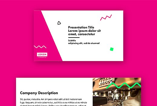 Collage of presentation design template slides for Adobe InDesign