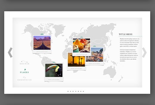 Presentation design template slide for Adobe InDesign featuring a world map