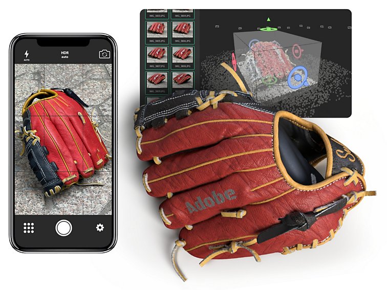 用物质3D采样器制作的棒球手套的3D模型