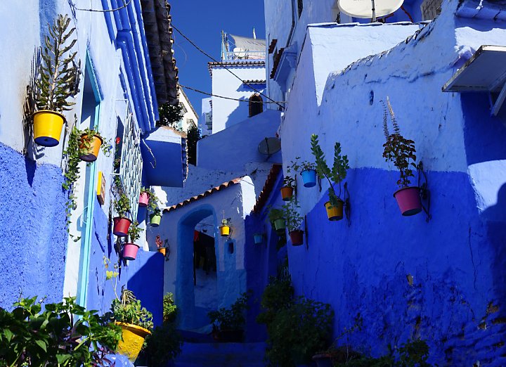 A photo of buildings in Chefchaouen, Morocco.