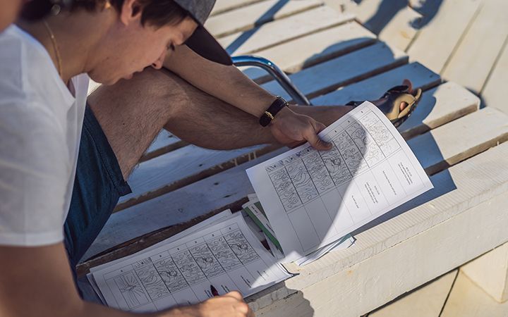 Director reviewing the storyboard for a video production