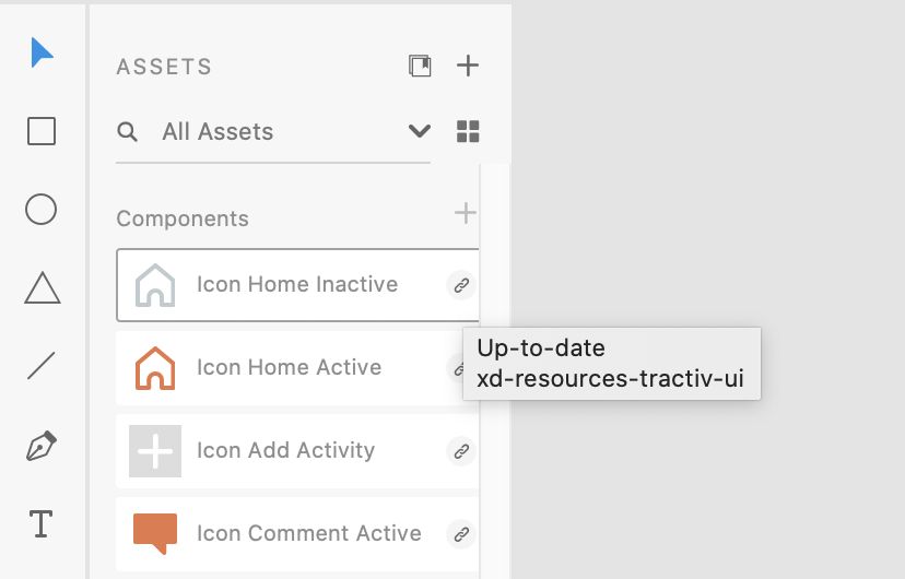 Adobe XD linked asset status